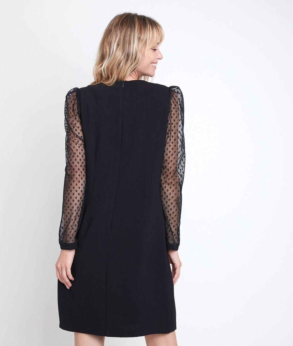 Robe droite plumetis caroline noir.