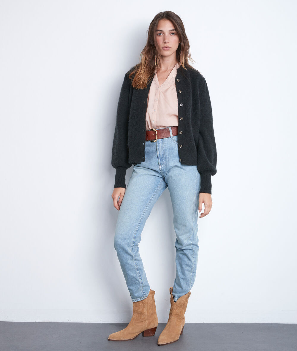 Cardigan mit bauschigen ärmeln grün toussain cypres.