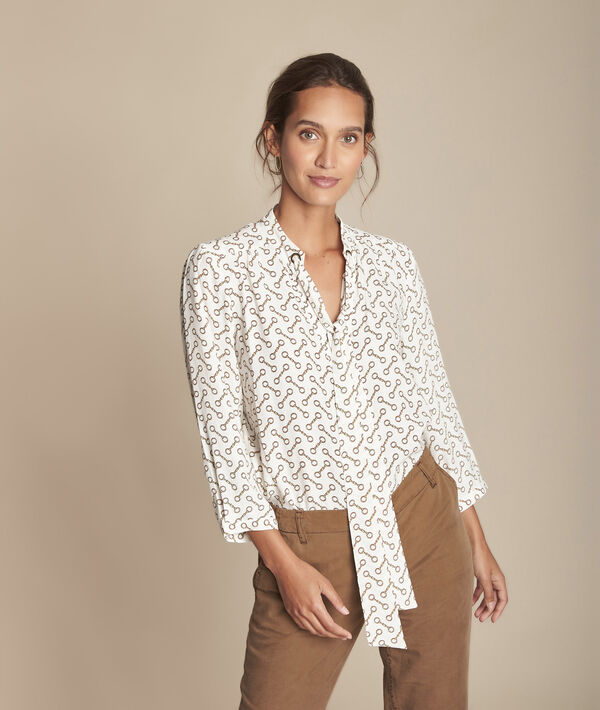 Blouse lavallière imprimé mors Monastir | 1-2-3 Blouse lavallière imprimé mors Monastir PhotoZ | 1-2-3