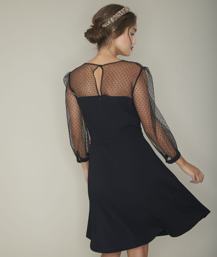 Robe en crêpe tulle rina noir.
