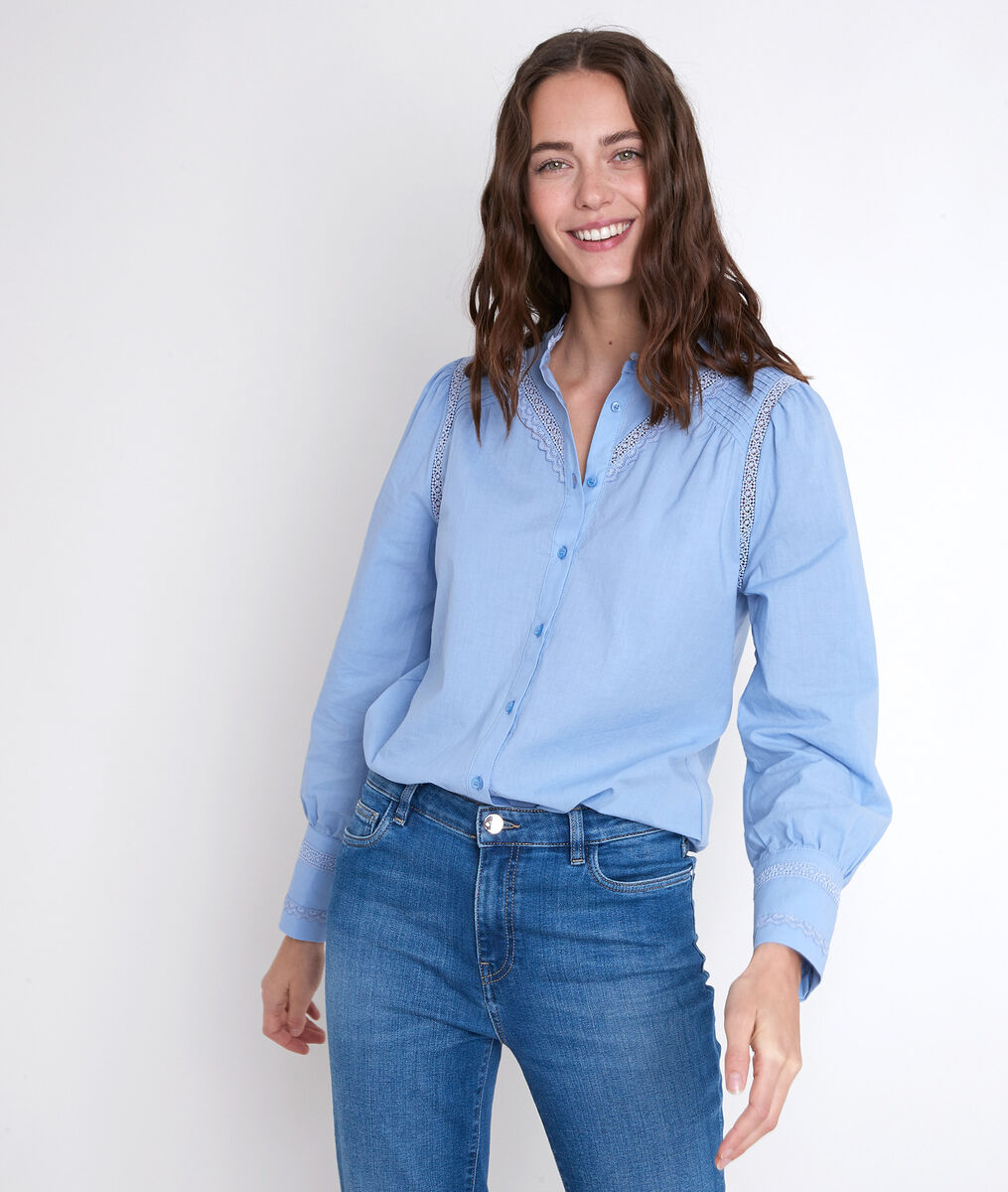 Lavendelblaue bestickte Bluse aus Baumwolle Johana | 1-2-3 Lavendelblaue bestickte Bluse aus Baumwolle Johana PhotoZ | 1-2-3
