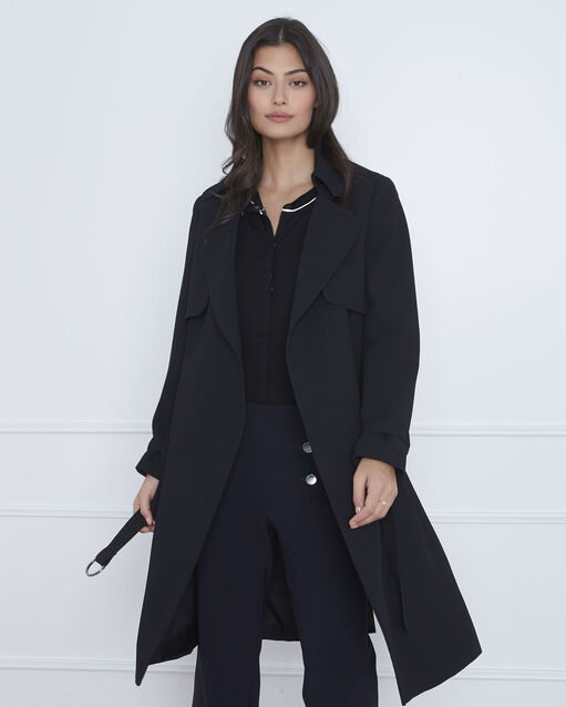 Manteau long col tailleur noir Klara (1) - Maison 123