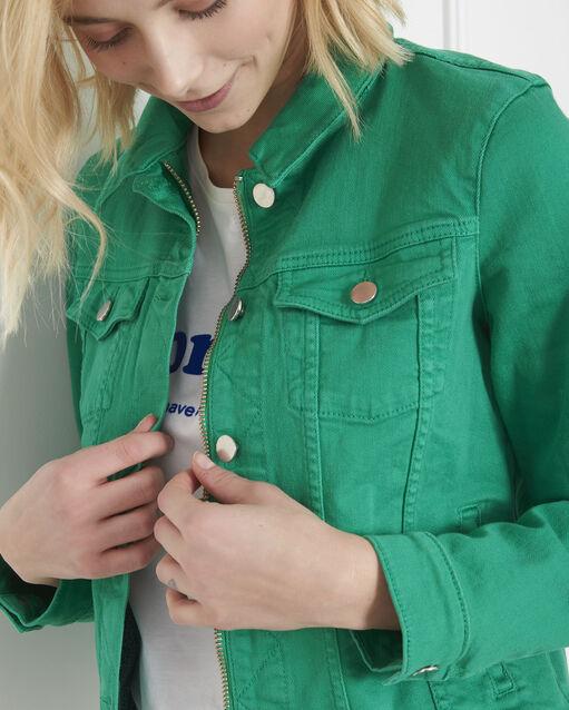 Veste en jean verte clem lichen.