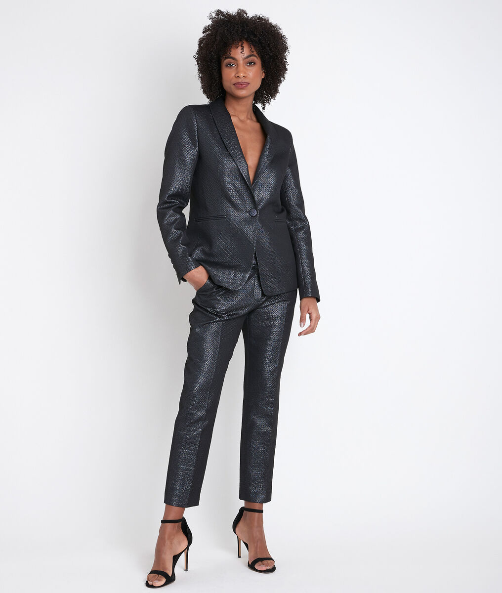 Pantalon cigarette en jacquard Eustache | 1-2-3 Pantalon cigarette en jacquard Eustache PhotoZ | 1-2-3