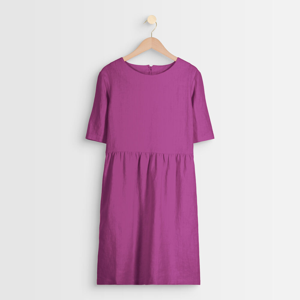 Robe en lin certifié violette latoya bougainvilliers.