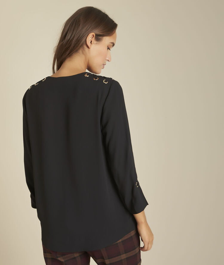 Zwarte blouse met ringetjes melody noir.