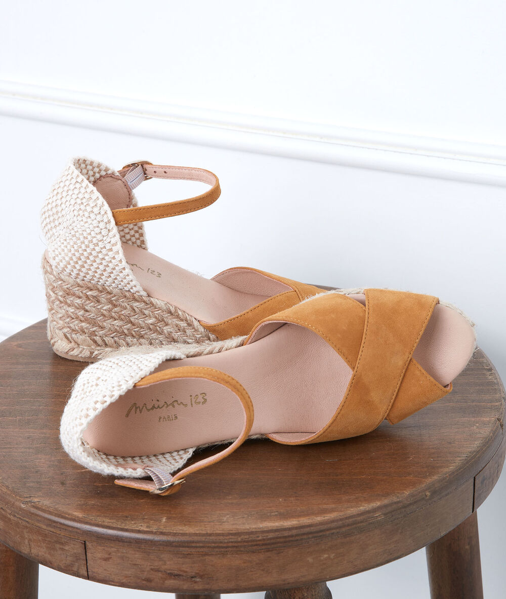 Espadrilles miel en cuir grazia miel.