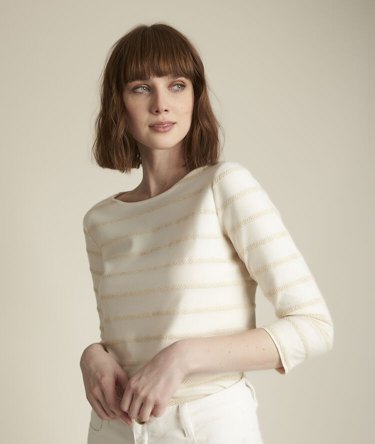 Gestreiftes t-shirt mit lurexdetails raiponce flachsgrau.