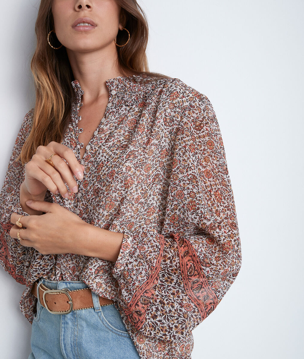 Blouse imprimée fleurie rose à manches longues Angelique | 1-2-3 Blouse imprimée fleurie rose à manches longues Angelique PhotoZ | 1-2-3