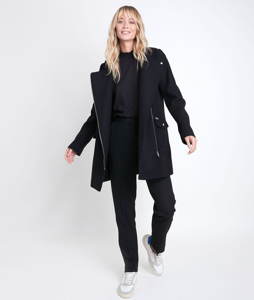 Manteau en laine mélangé oryana noir.