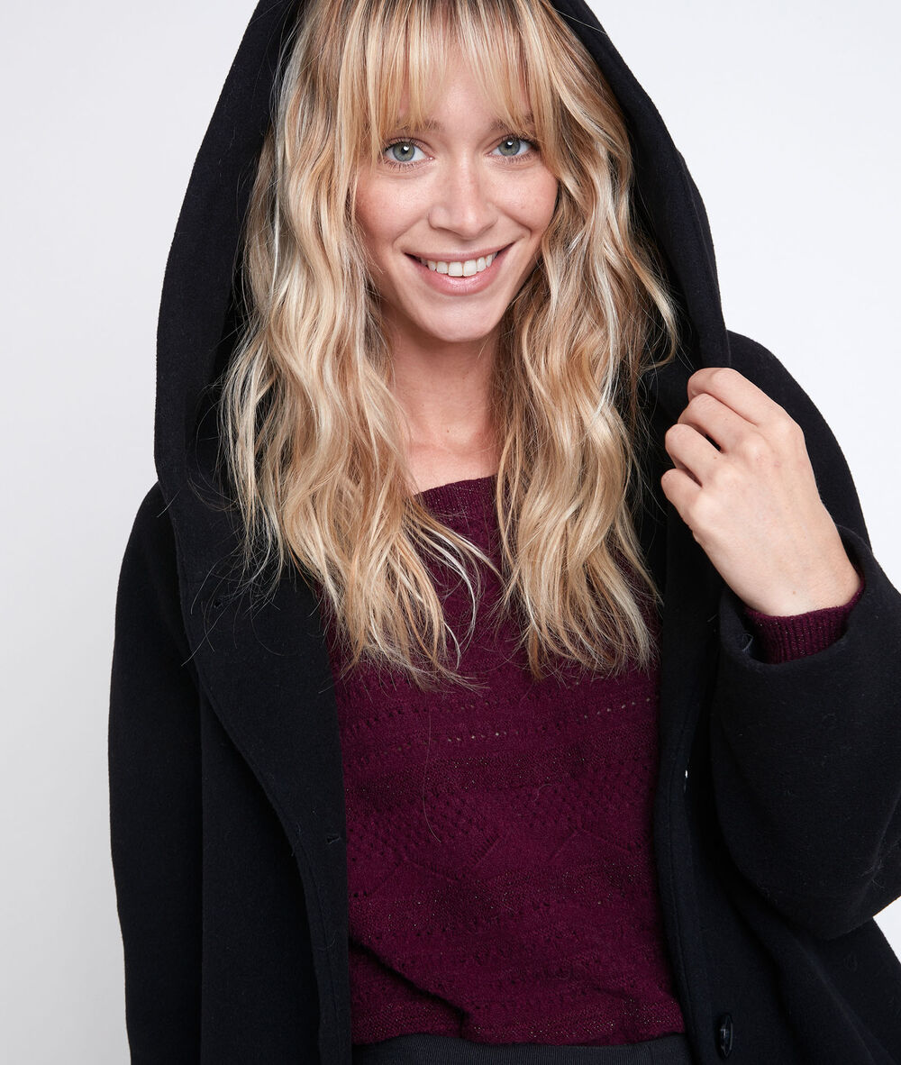Manteau en laine mélangé noir ocea noir.