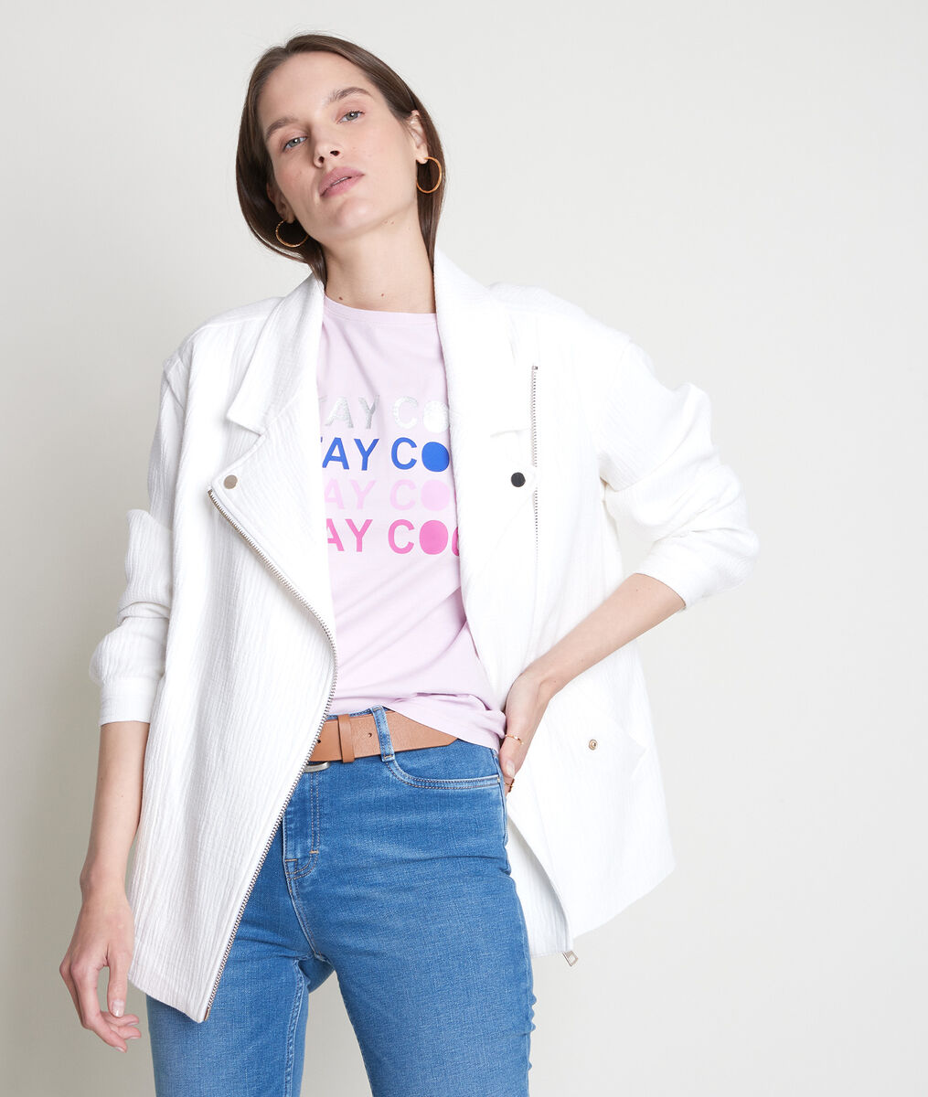 Paarse shirt van biologisch katoen met opschrift Eliott | 1-2-3 Paarse shirt van biologisch katoen met opschrift Eliott PhotoZ | 1-2-3