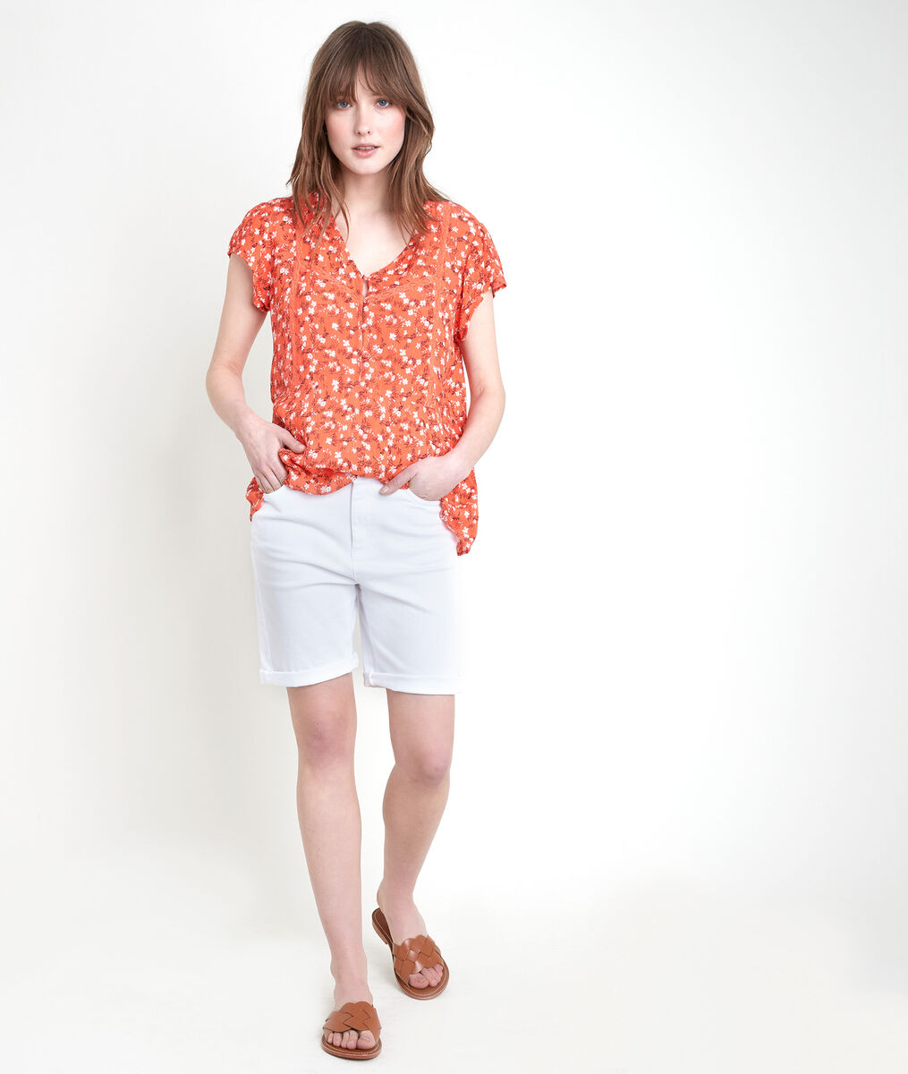 Blouse rouge imprimée Tanita | 1-2-3 Blouse rouge imprimée Tanita PhotoZ | 1-2-3
