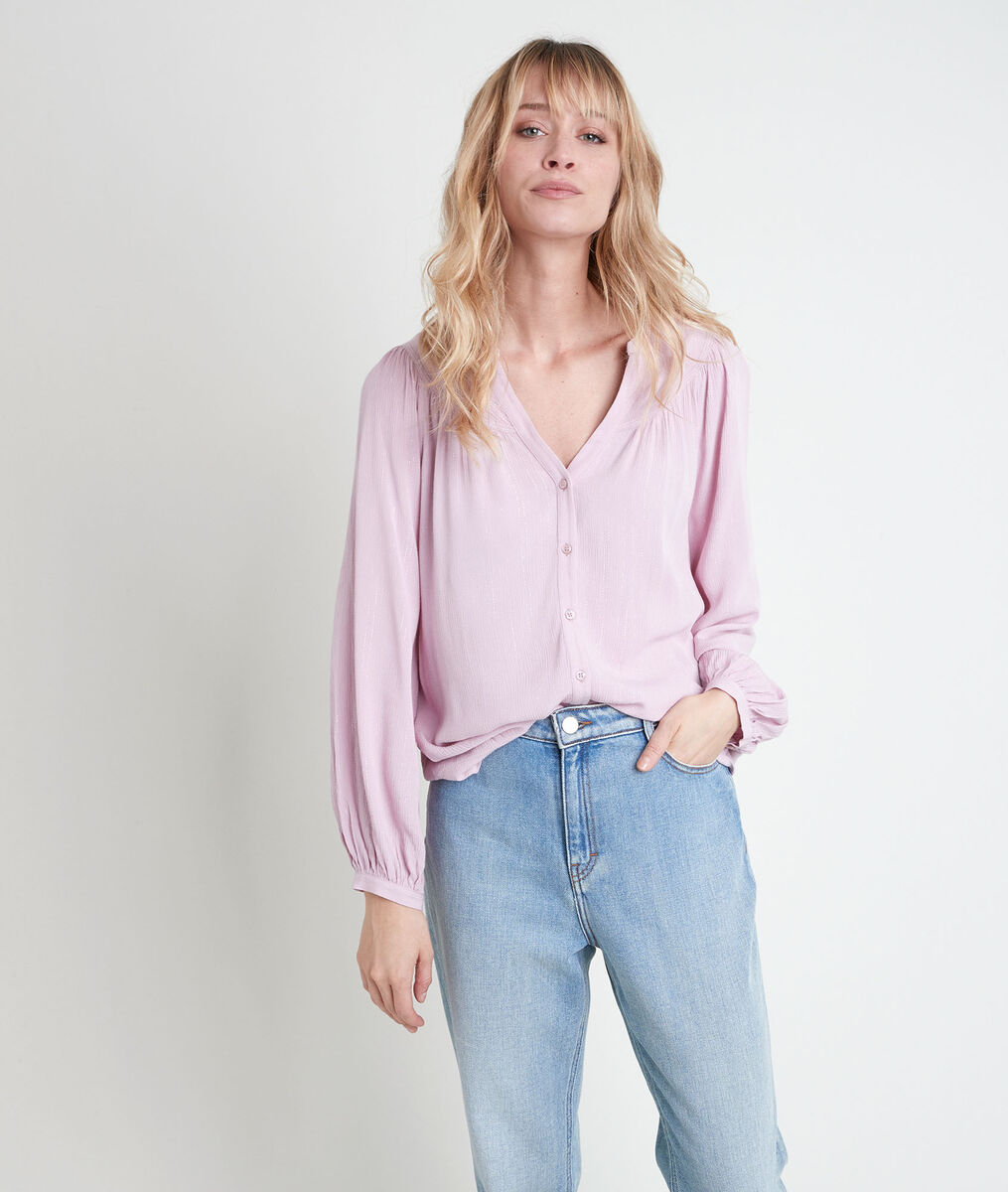 Blouse mauve lurex Timeo | 1-2-3 Blouse mauve lurex Timeo PhotoZ | 1-2-3