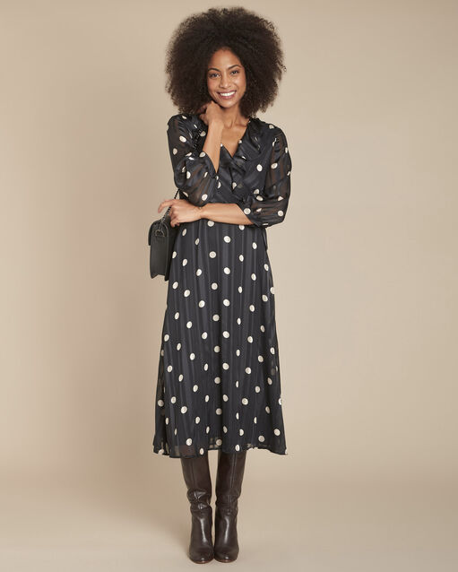 Robe &agrave; pois noire renata noir.