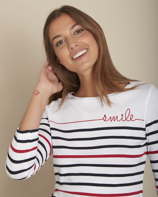 Tee-shirt marinière chance ecru.