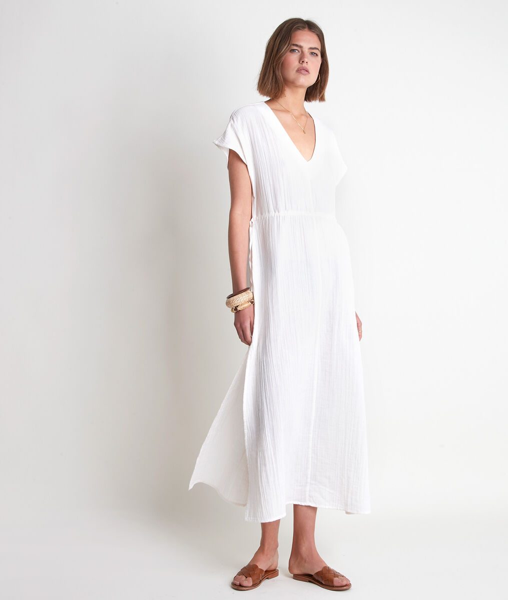 Robe longue en coton écru Latimissi | 1-2-3 Robe longue en coton écru Latimissi PhotoZ | 1-2-3