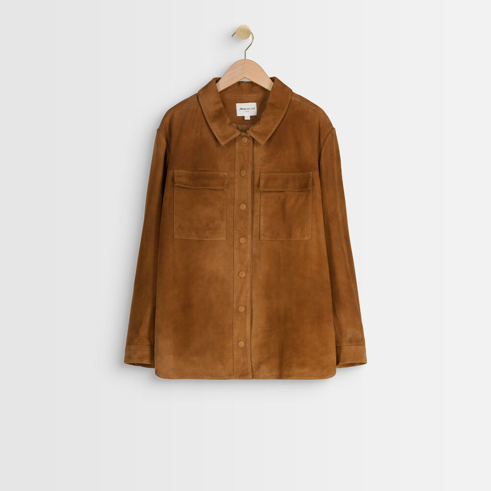 Surchemise en cuir velours camel poppy camel.