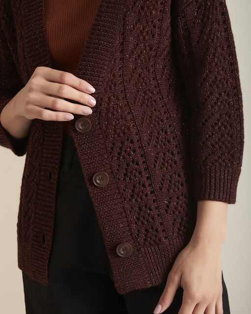 Gilet en maille lurex ébène flashdance marron fonce.