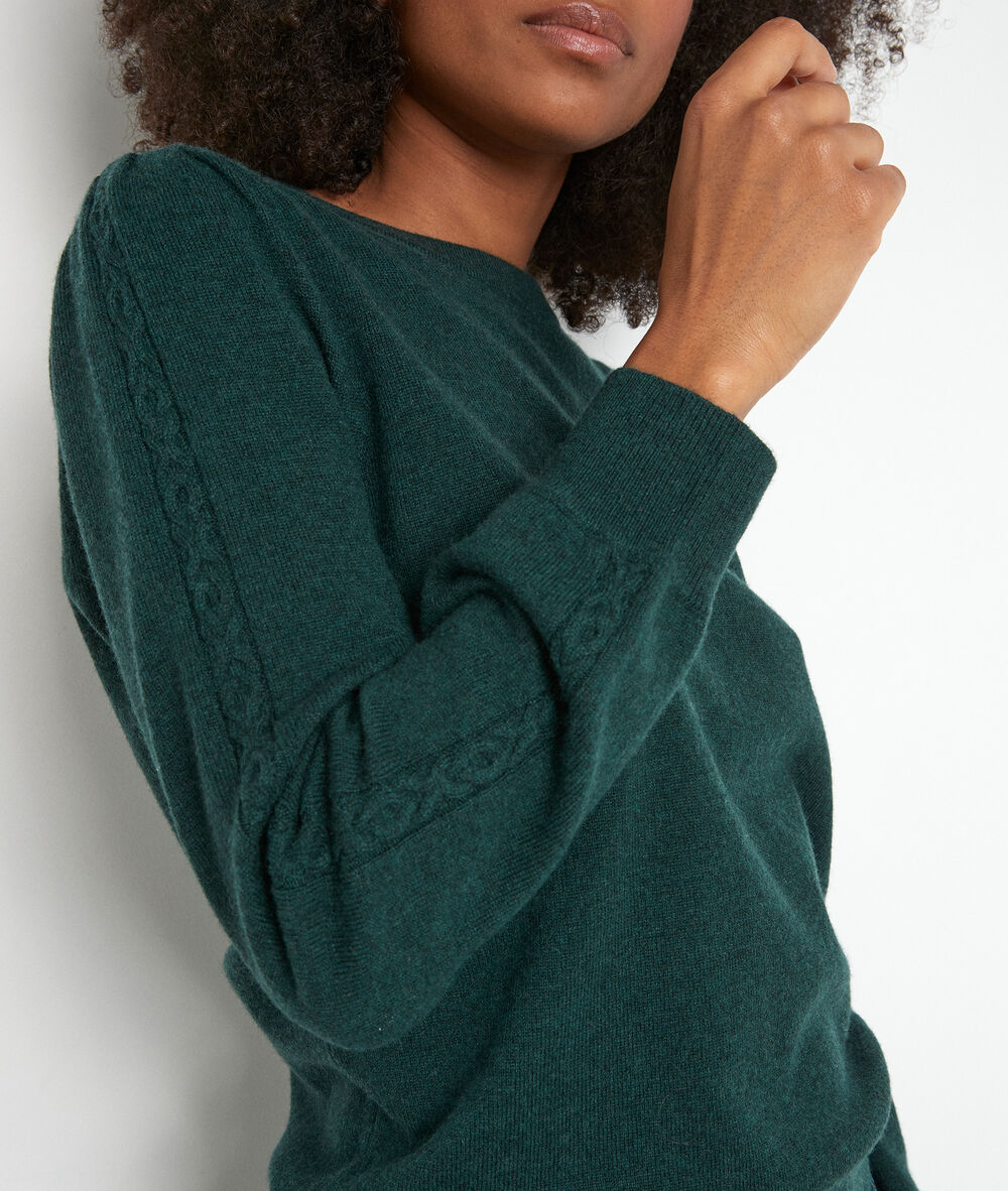 Pull à manches bouffantes vert foncé trystan cypres.
