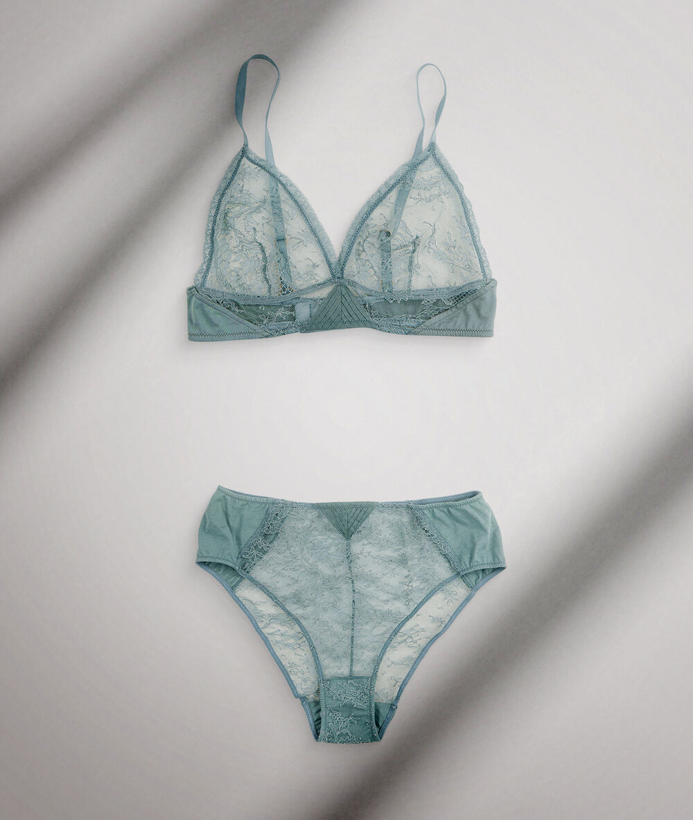 Soutien-gorge triangle en dentelle de calais céladon chloé celadon.