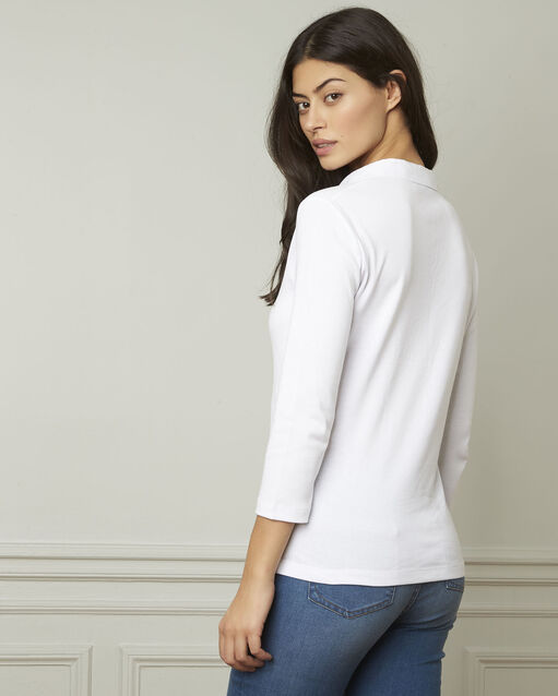 Tee-shirt blanc encolure v en lurex primerose blanc.