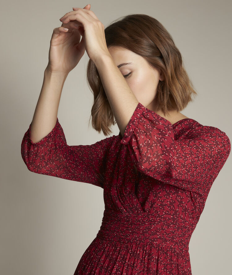 Robe longue imprimée claudine fuchsia clair.