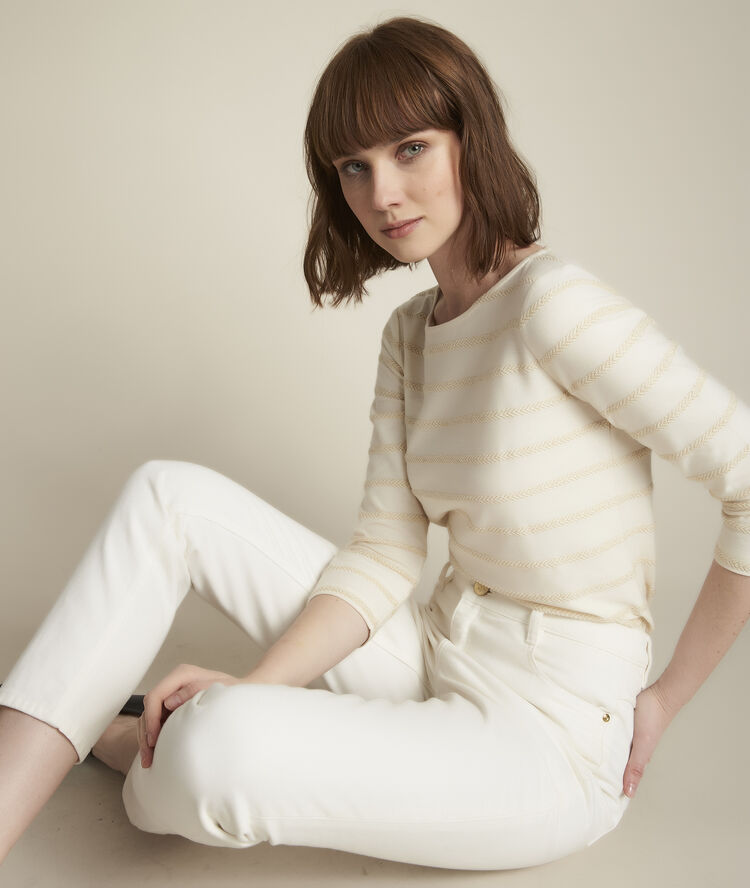 Gestreiftes t-shirt mit lurexdetails raiponce flachsgrau.