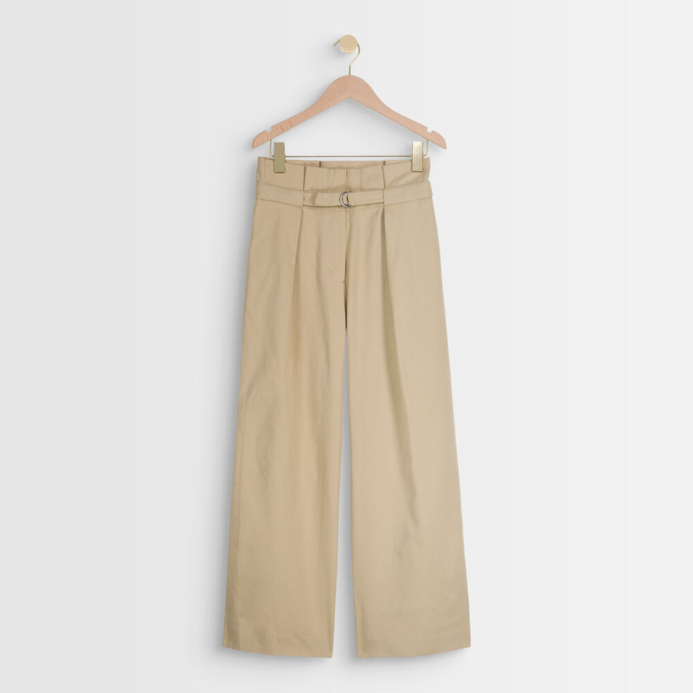 Pantalon large beige flore beige.