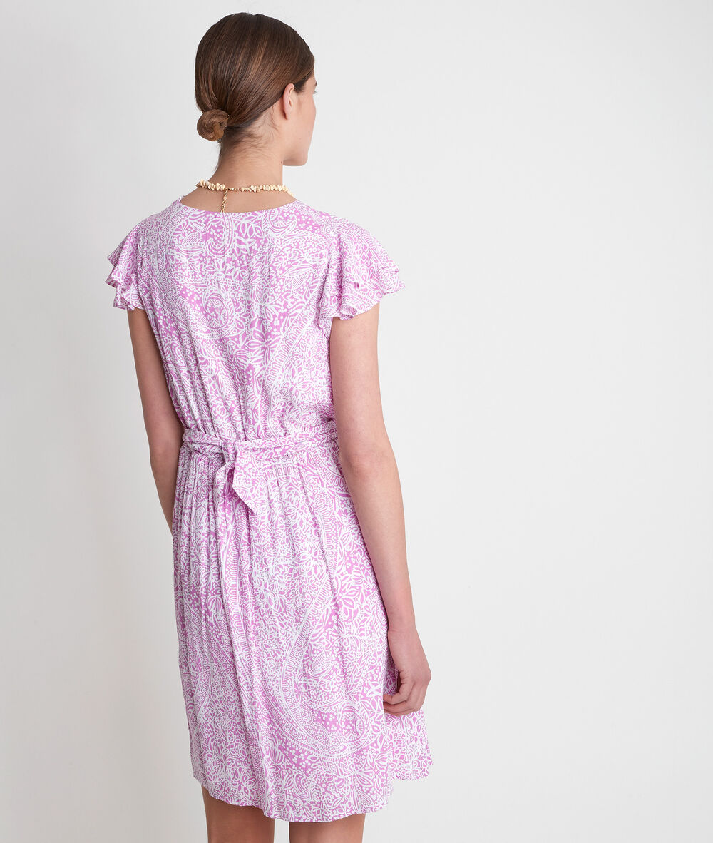 Robe courte imprimée mauve lena mauve.
