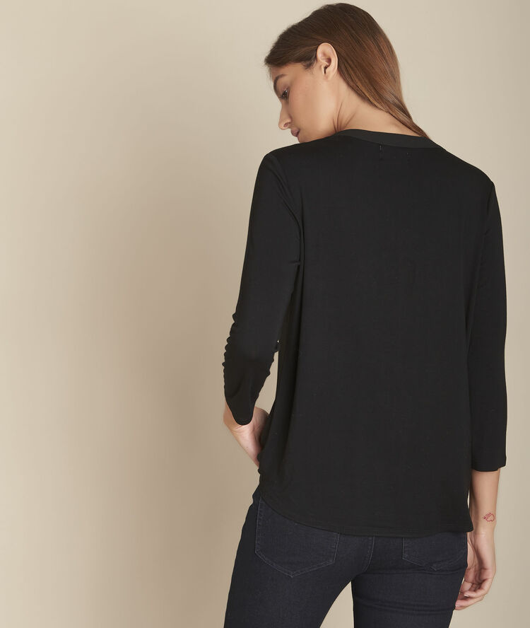 Blouse bimatière noire mira noir.