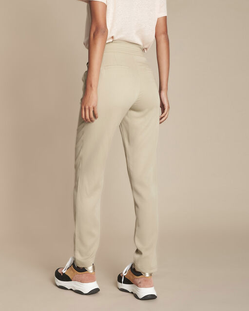 Pantalon argile cigarette elfe jaune pale.