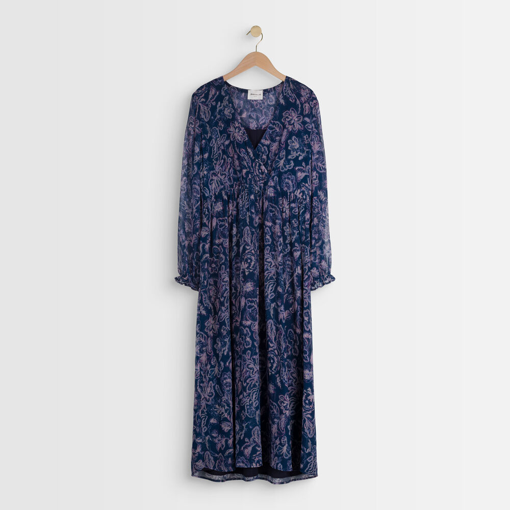 Robe longue bleue imprimée louise bleu.