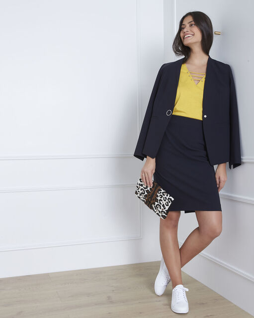 Jupe marine bande latérale microfibre Fancy (2) - Maison 123