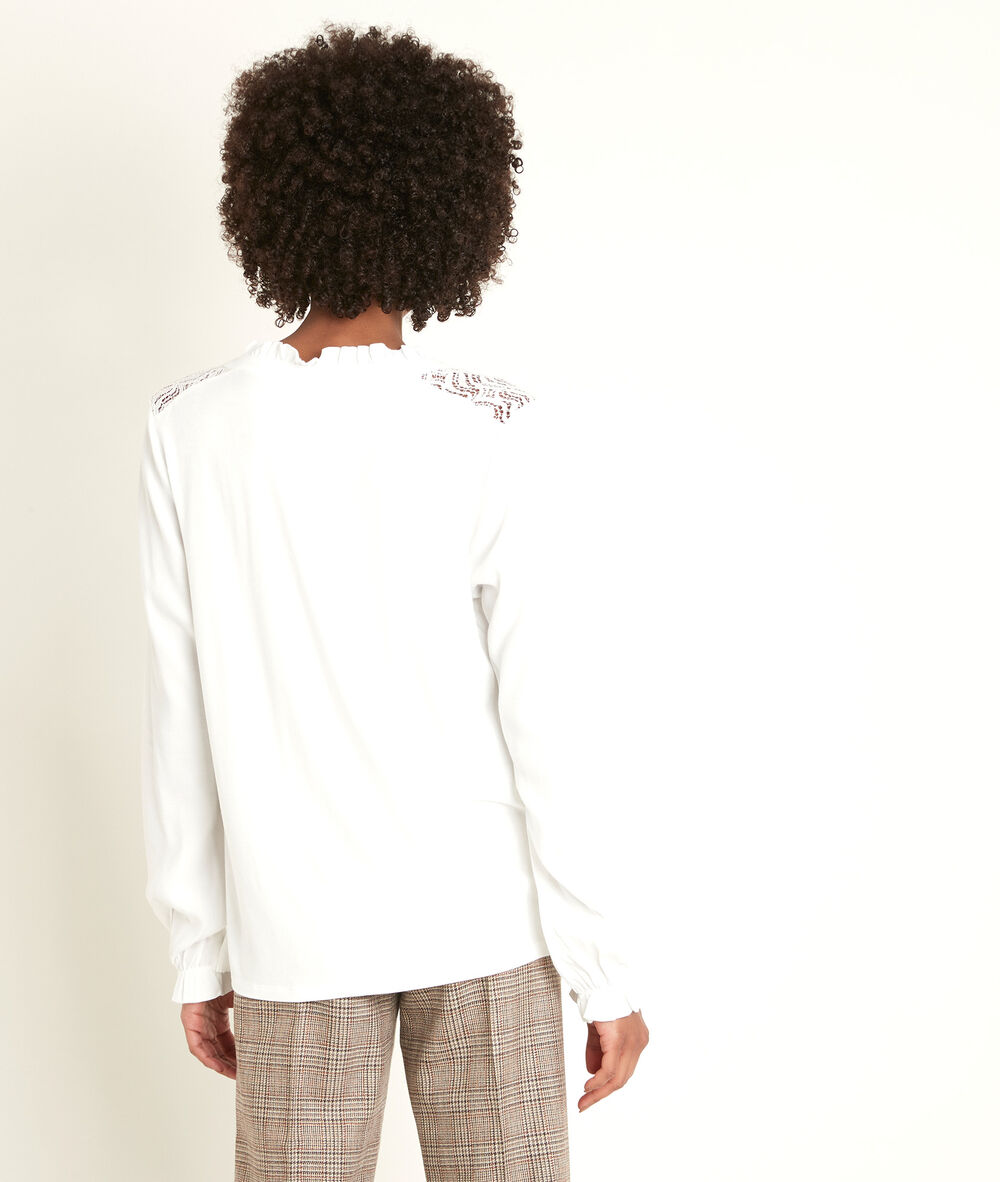 Blouse bimatière en dentelle dany ecru.