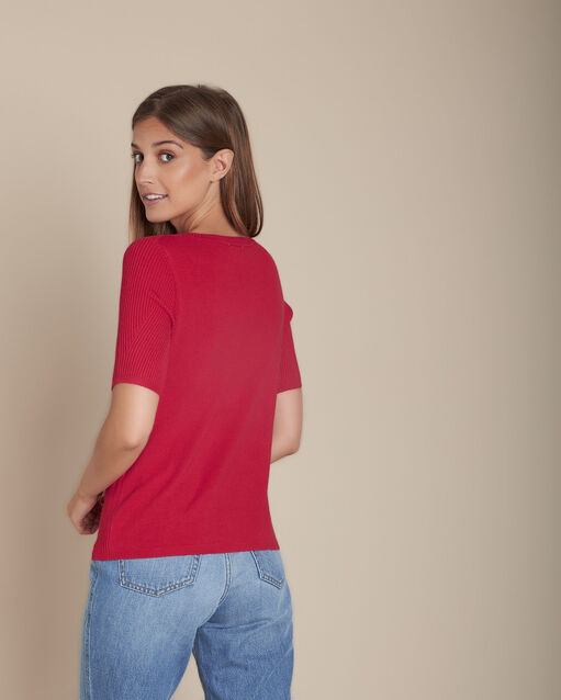 Pull rouge col rond zippé forbo grenade.
