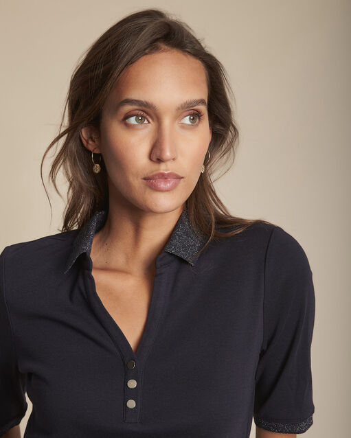 Polo marine col lurex claudia marine.