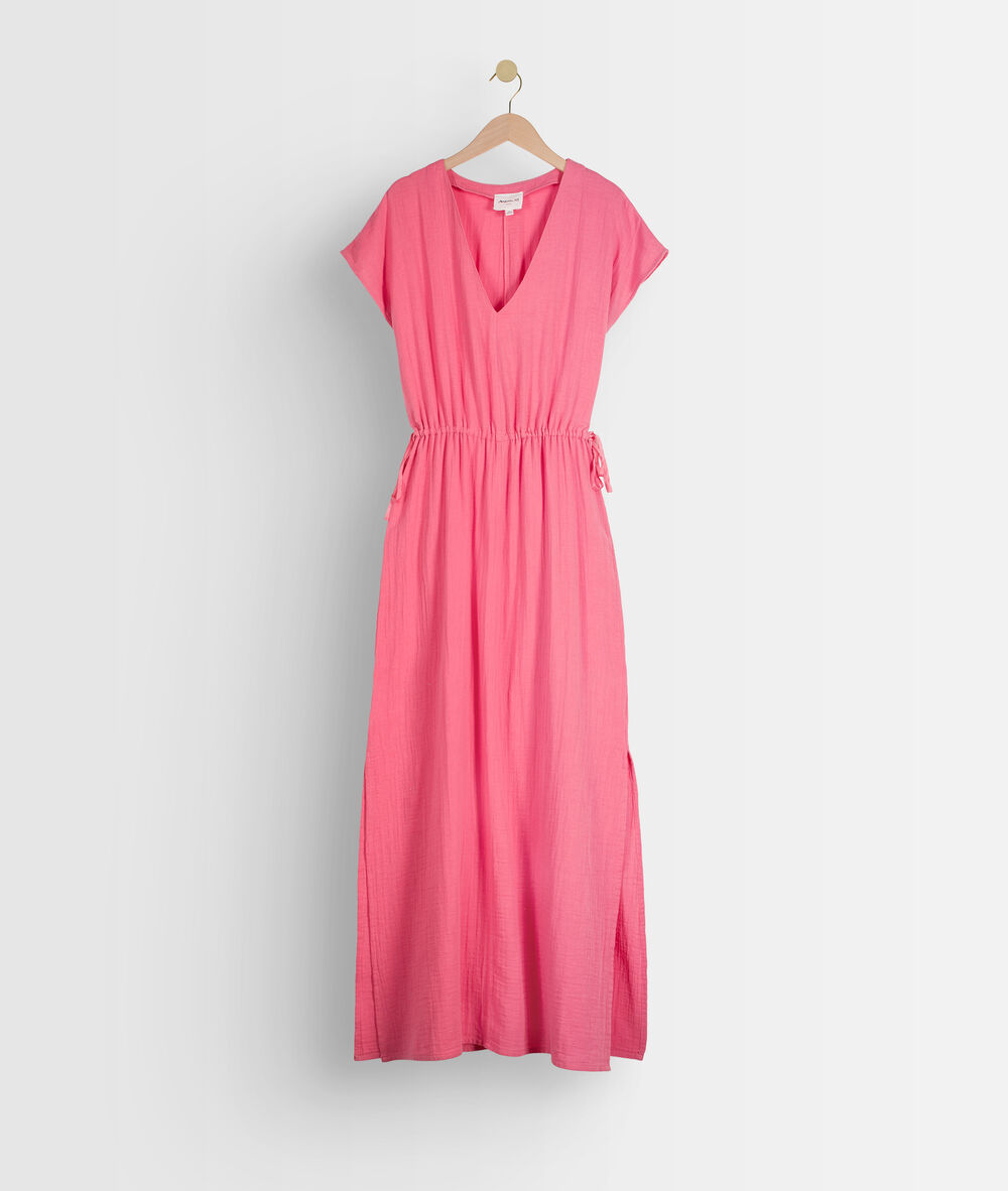 Robe longue en coton fraise latimissi fraise.