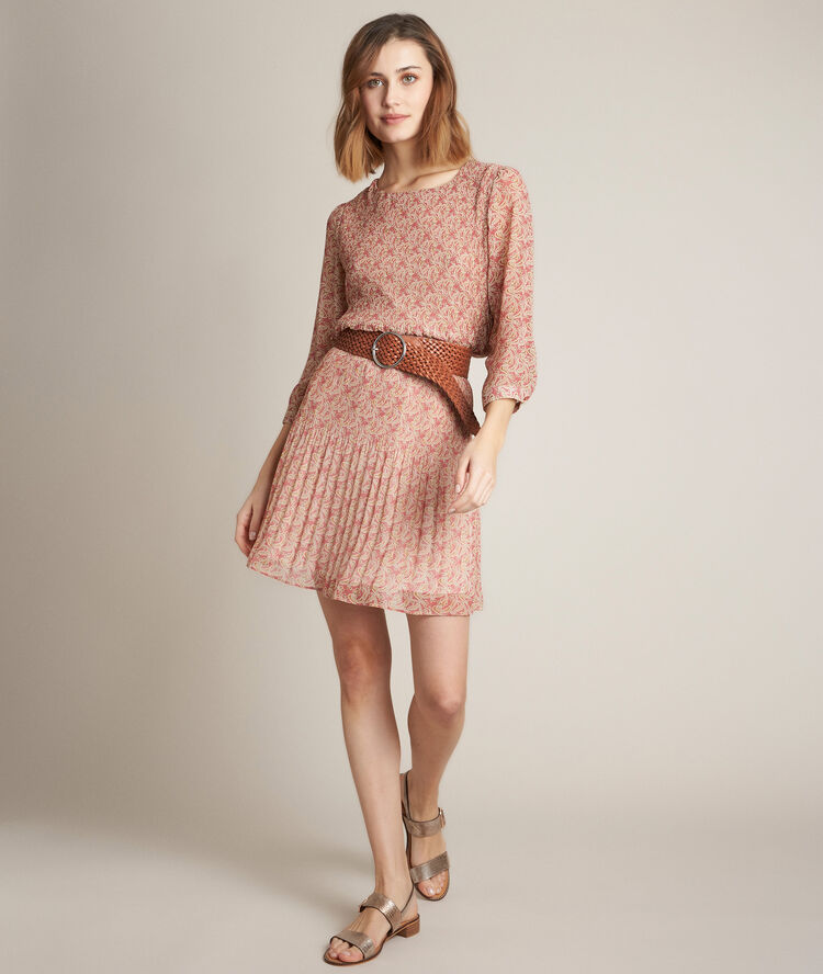 Jupe pliss&eacute;e en polyester recycl&eacute; belem groseille.