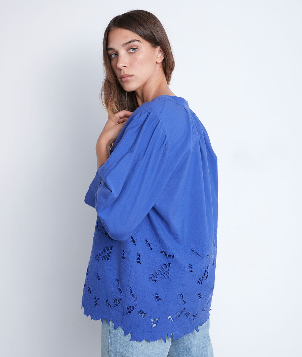 Blouse large en coton brodé myosotis aaron myosotis.
