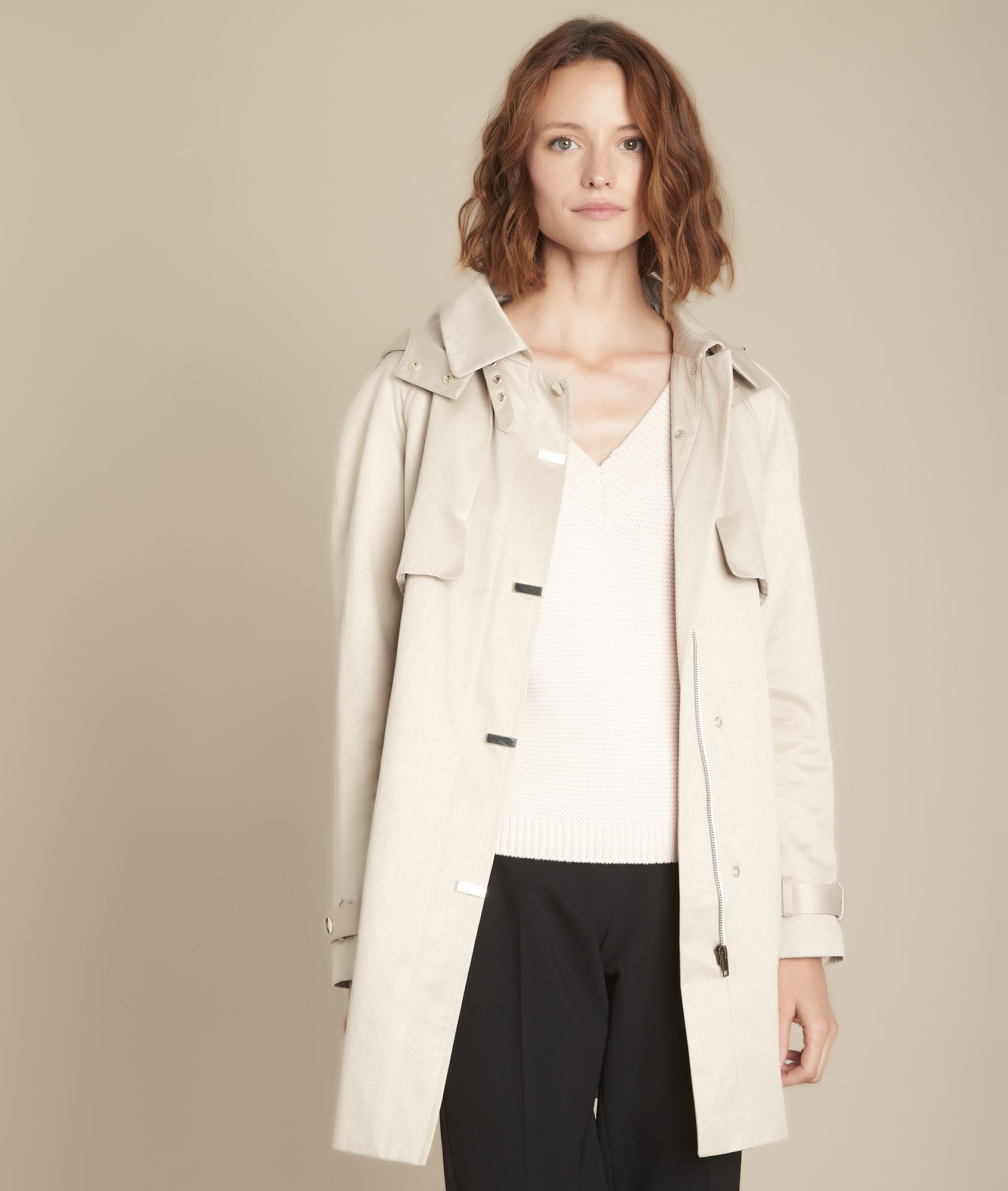 Trench à capuche beige Quesia Femme Maison 123