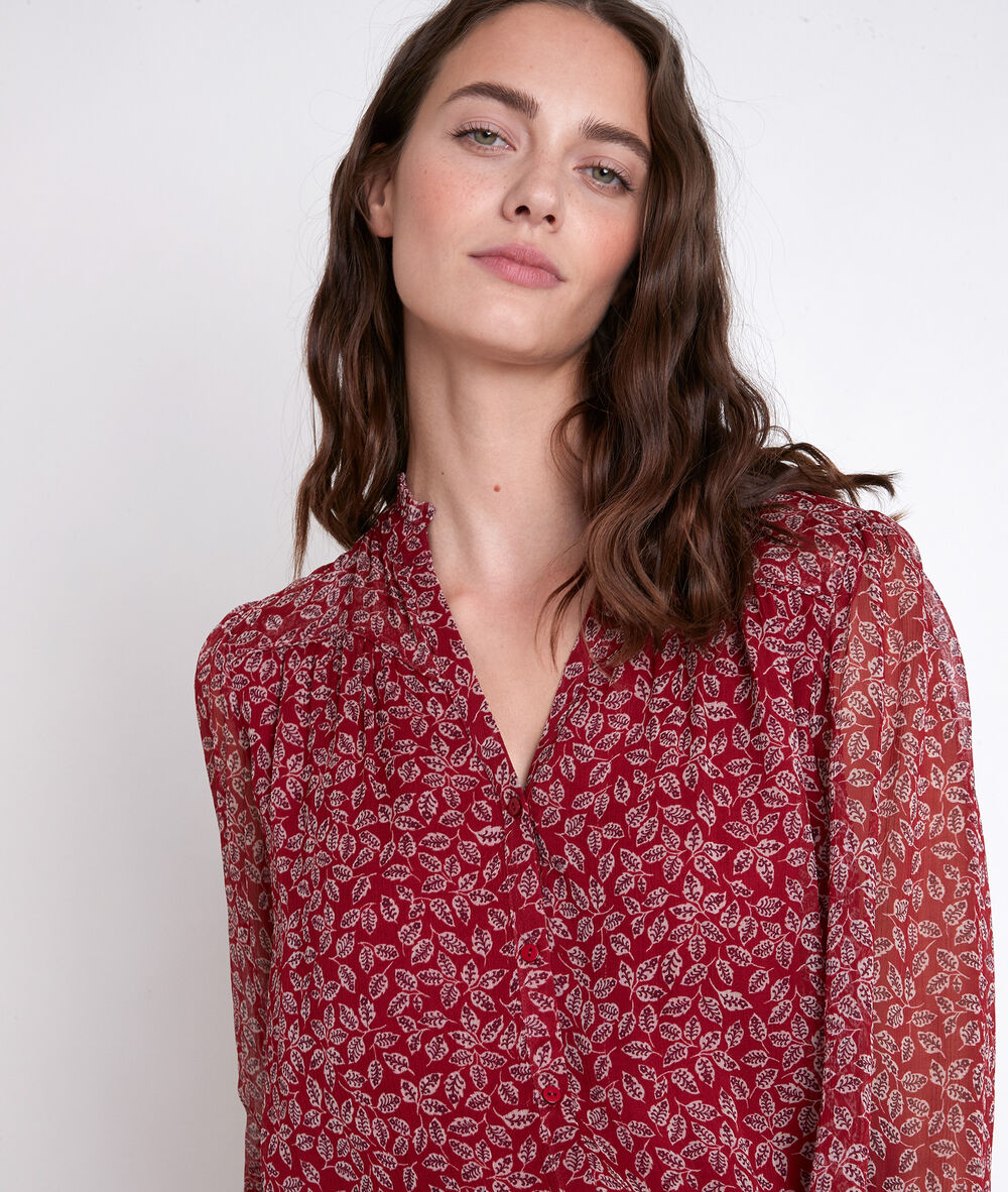 Blouse rouge imprimée talou bourgogne.