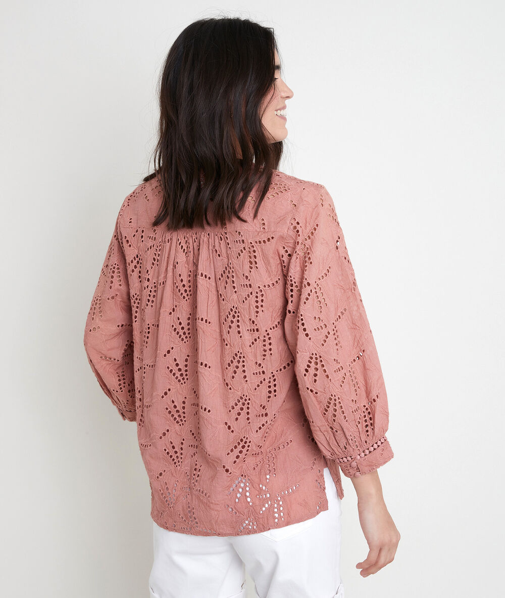 Blouse en coton biologique brodée tebene bois de rose.