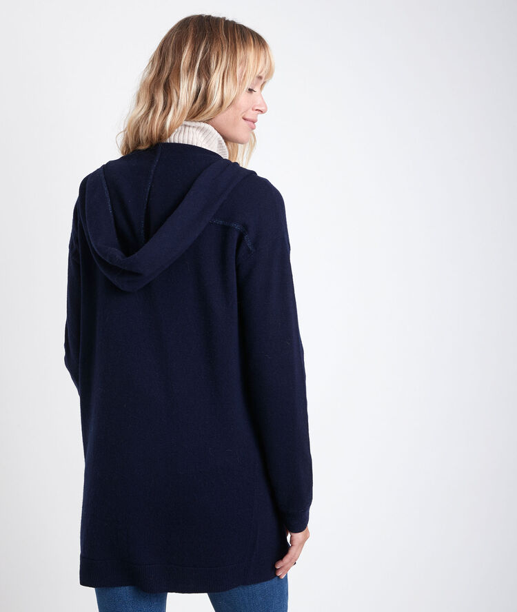 Gilet long en laine et cachemire ruth marine.