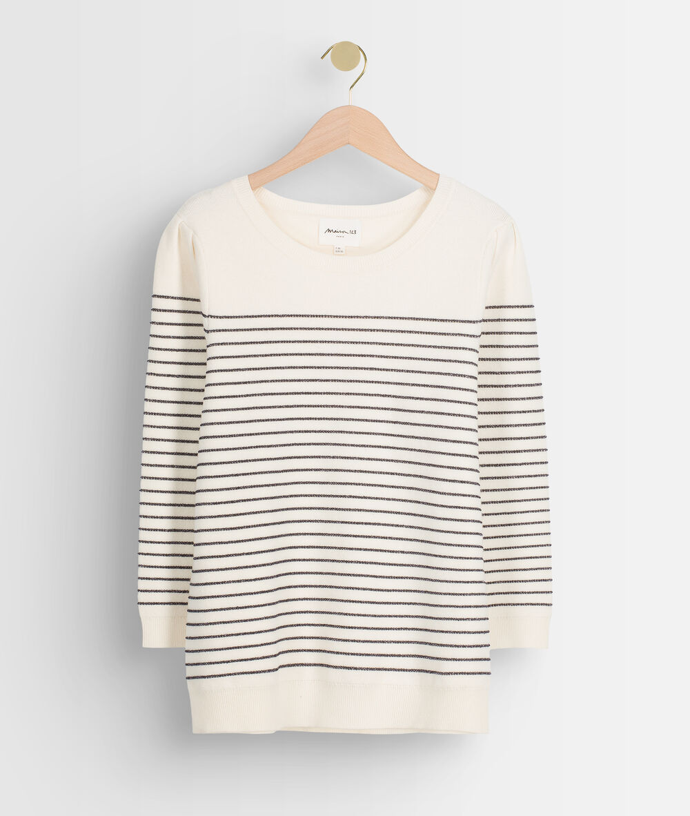 Pull marin écru à rayures métallisées thea bis ecru.