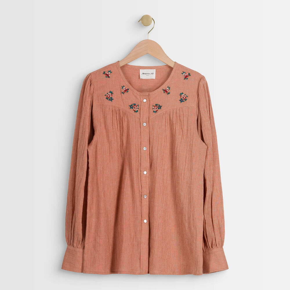 Blouse orange brodée tessya goyave.