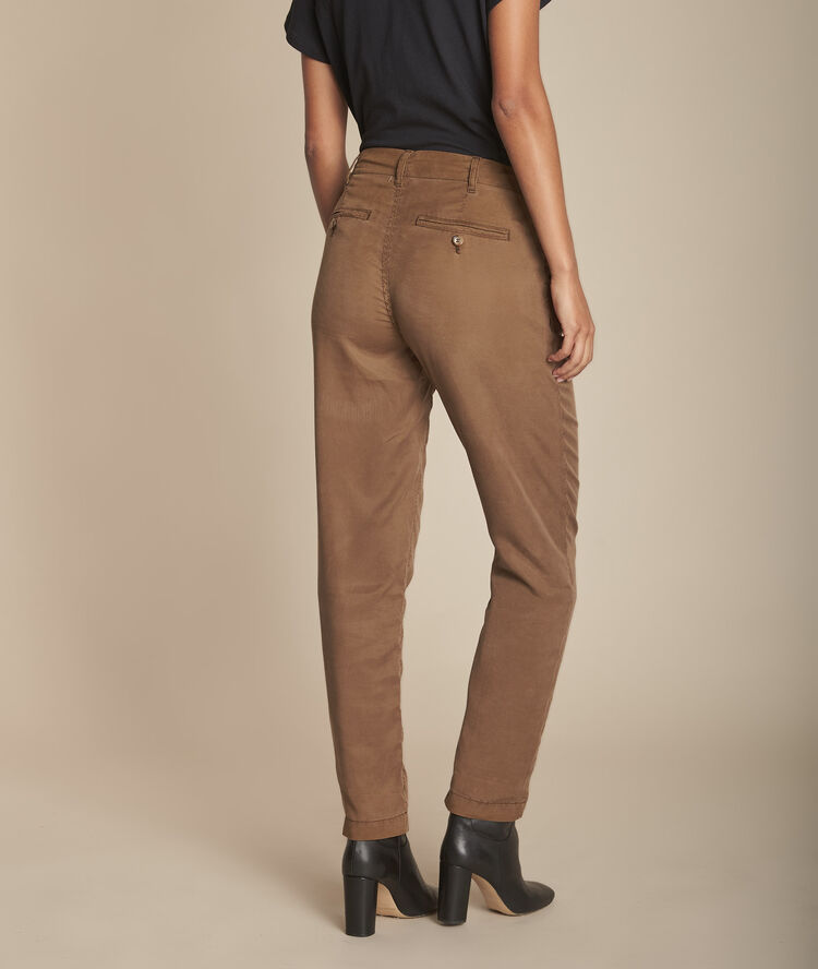 Pantalon marron cigarette en tencel edgar toffee.