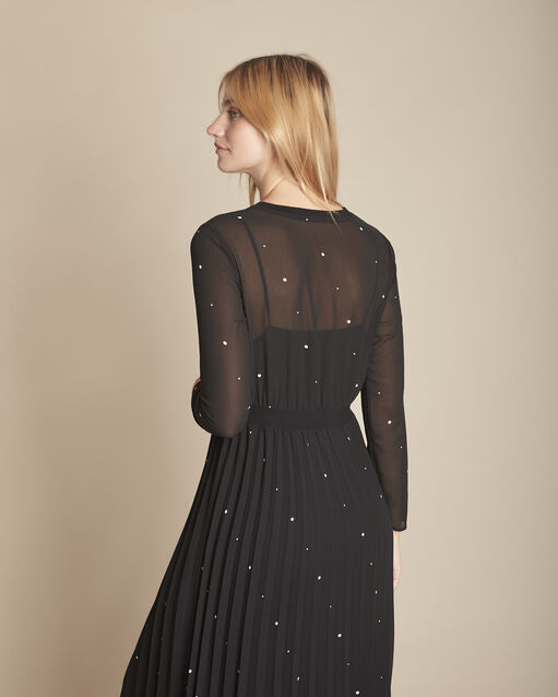 Robe longue plissée iola noir.