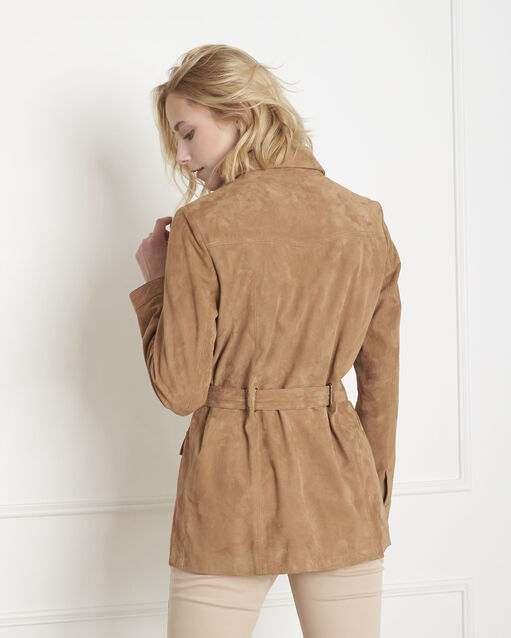 Veste camel saharienne en cuir velours forest camel.