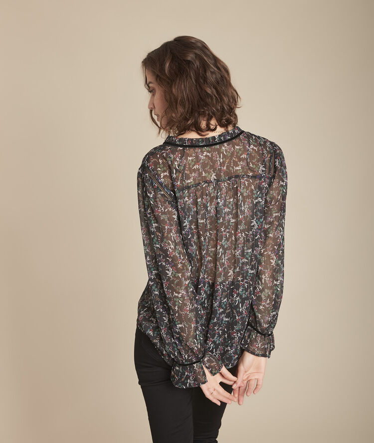 Blouse imprimé fleuri marcelline noir.